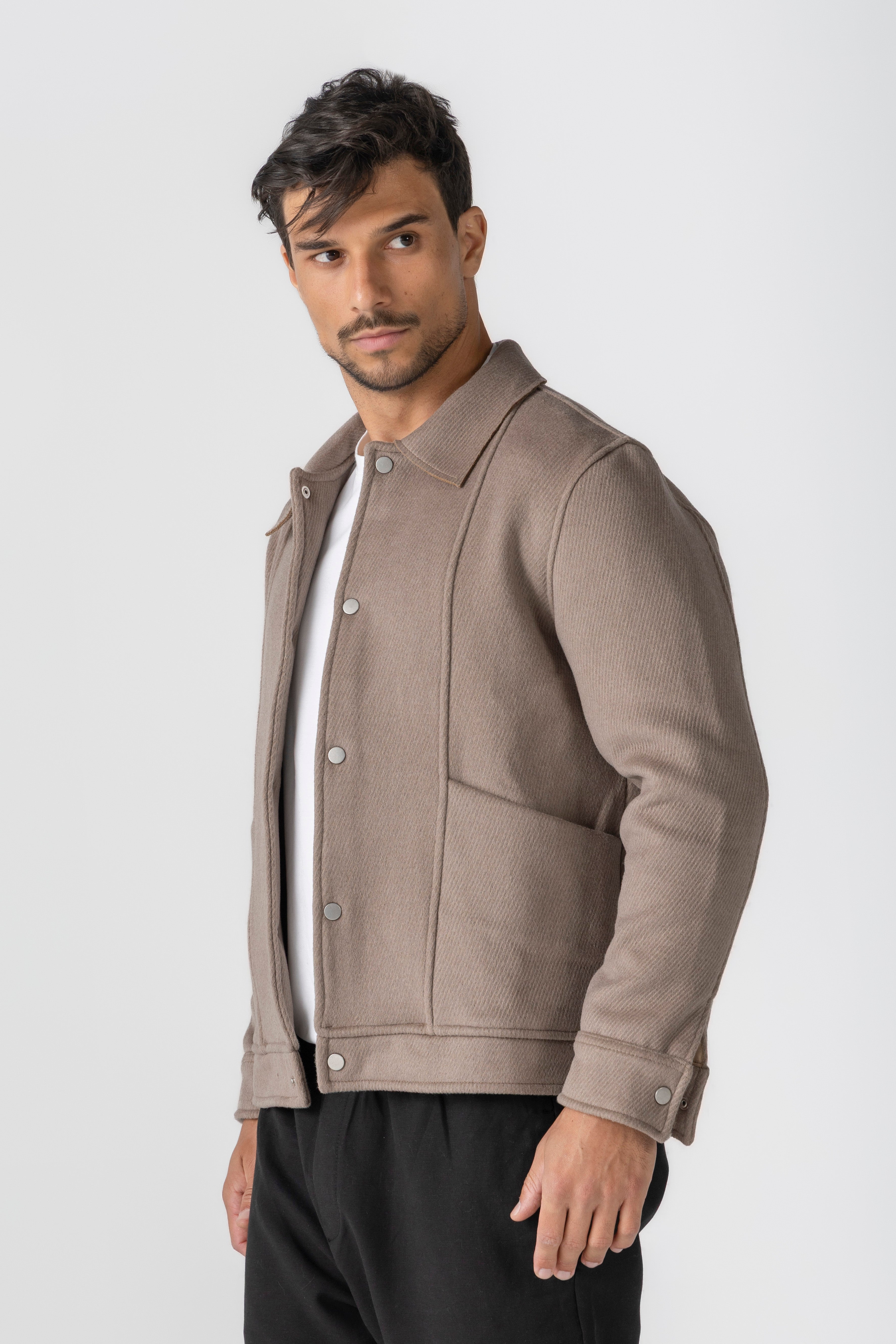 Beige Wool Snaps Jacket – Kai Collections