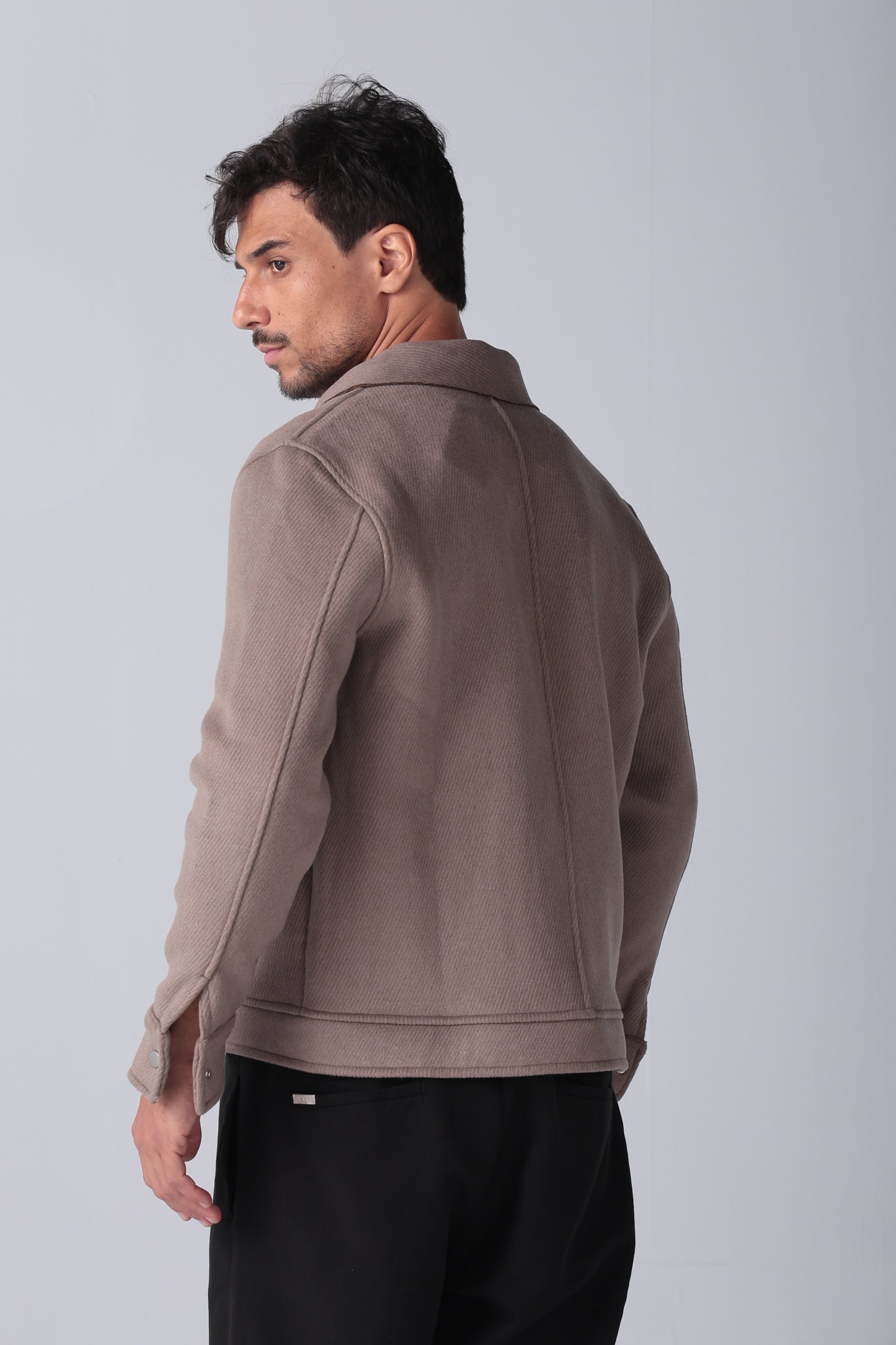 Beige Wool Snaps Jacket