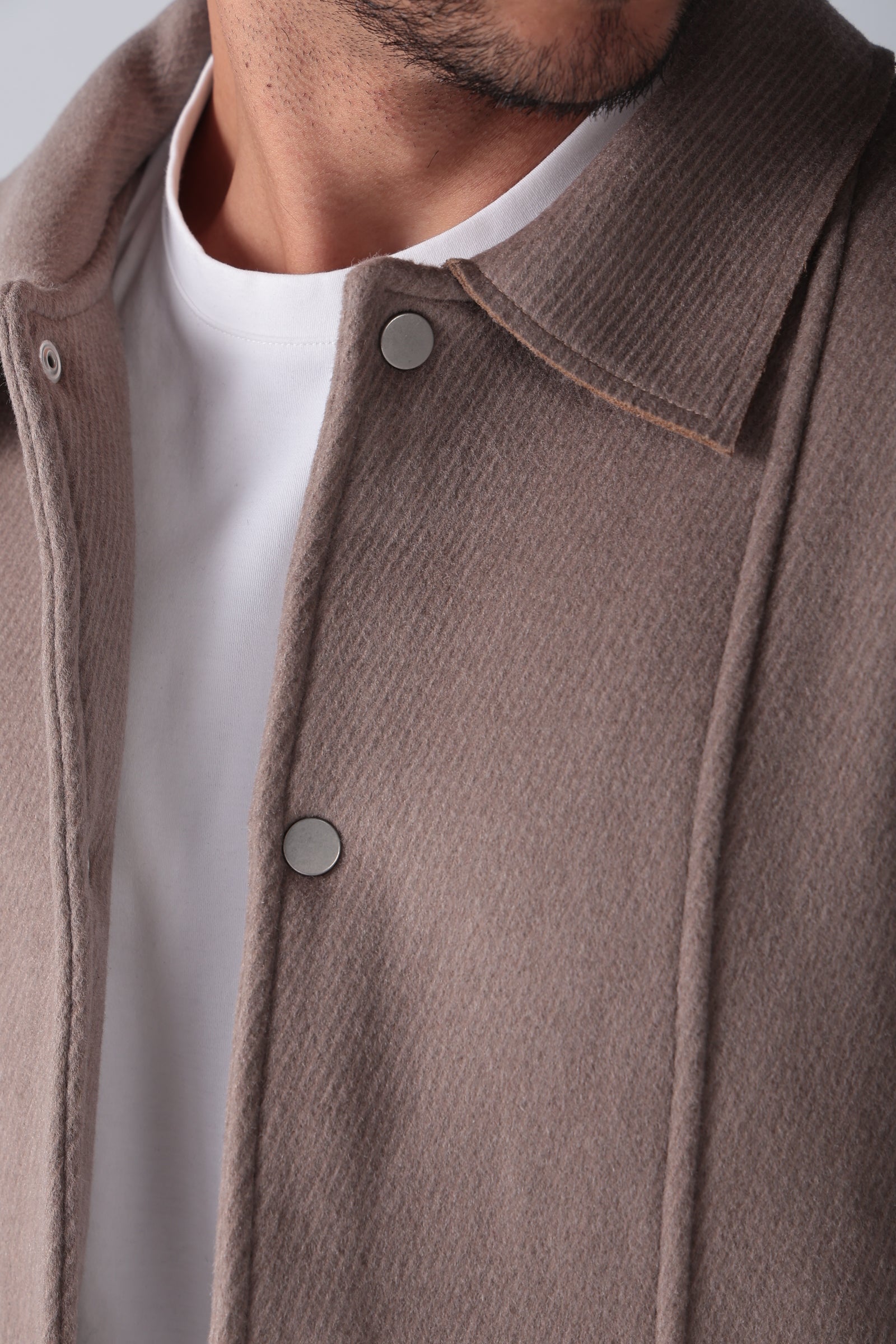 Beige Wool Snaps Jacket