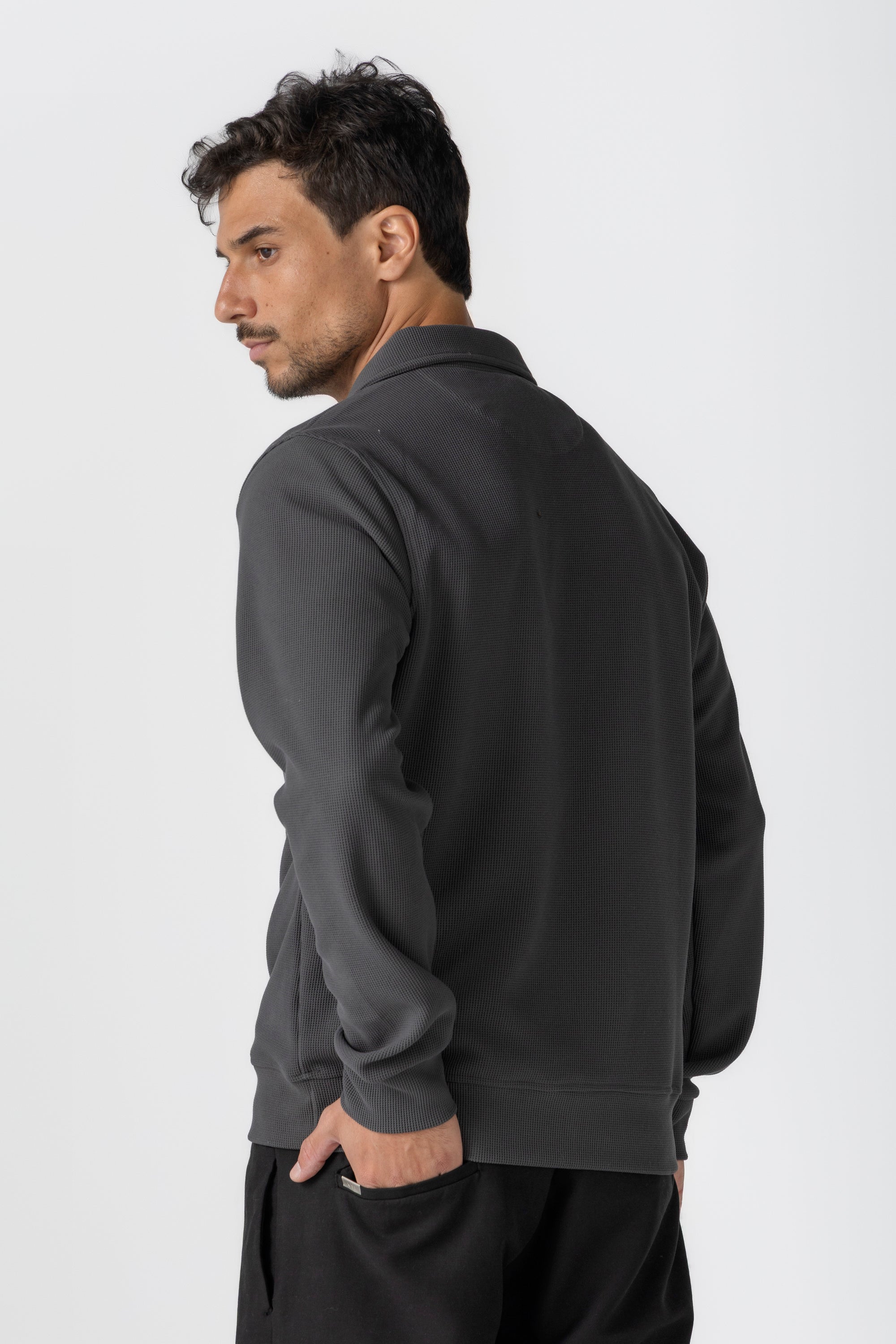 Charcoal Textured Quarter Zipper