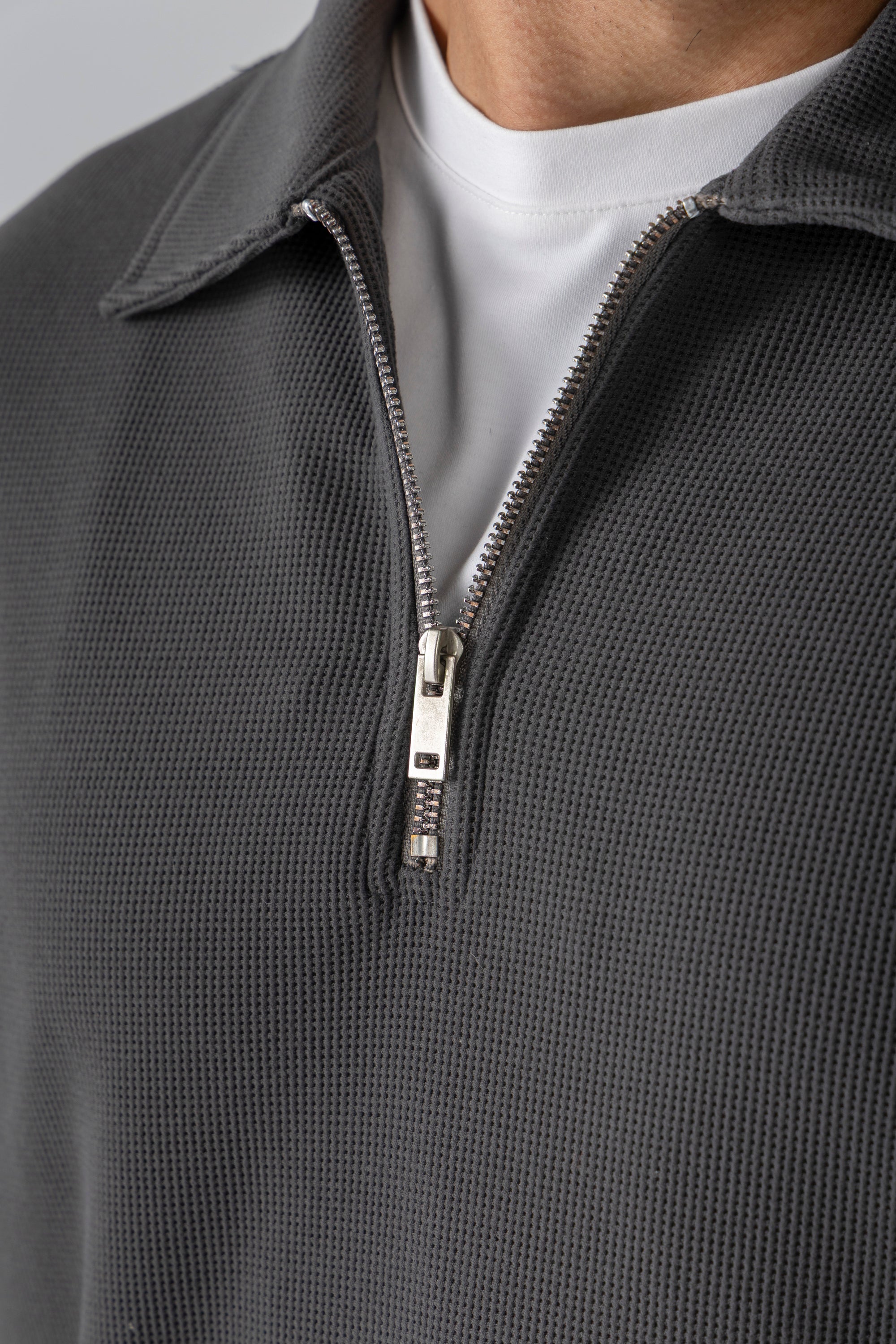 Charcoal Textured Quarter Zipper