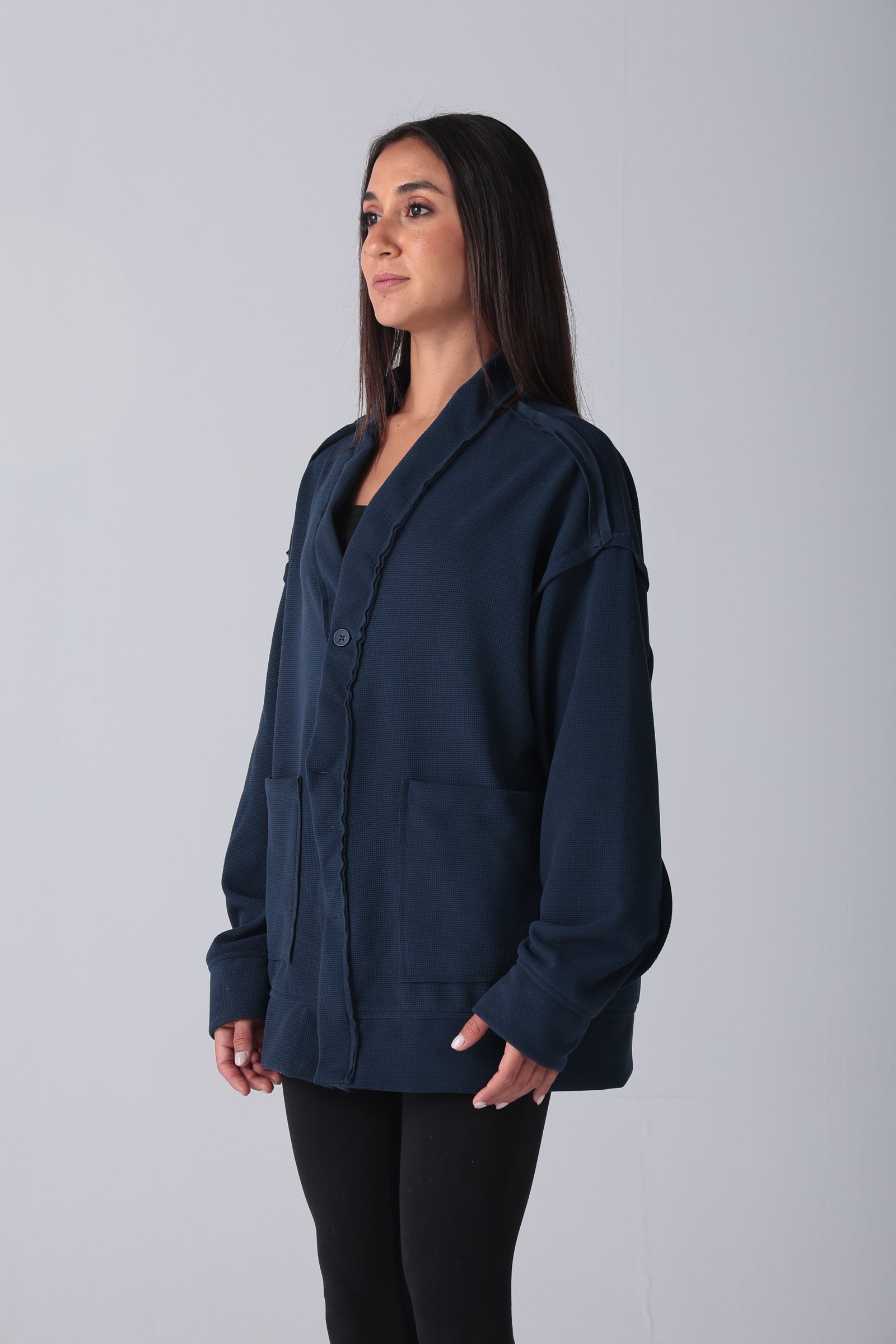 Unisex Navy Textured Cardigan