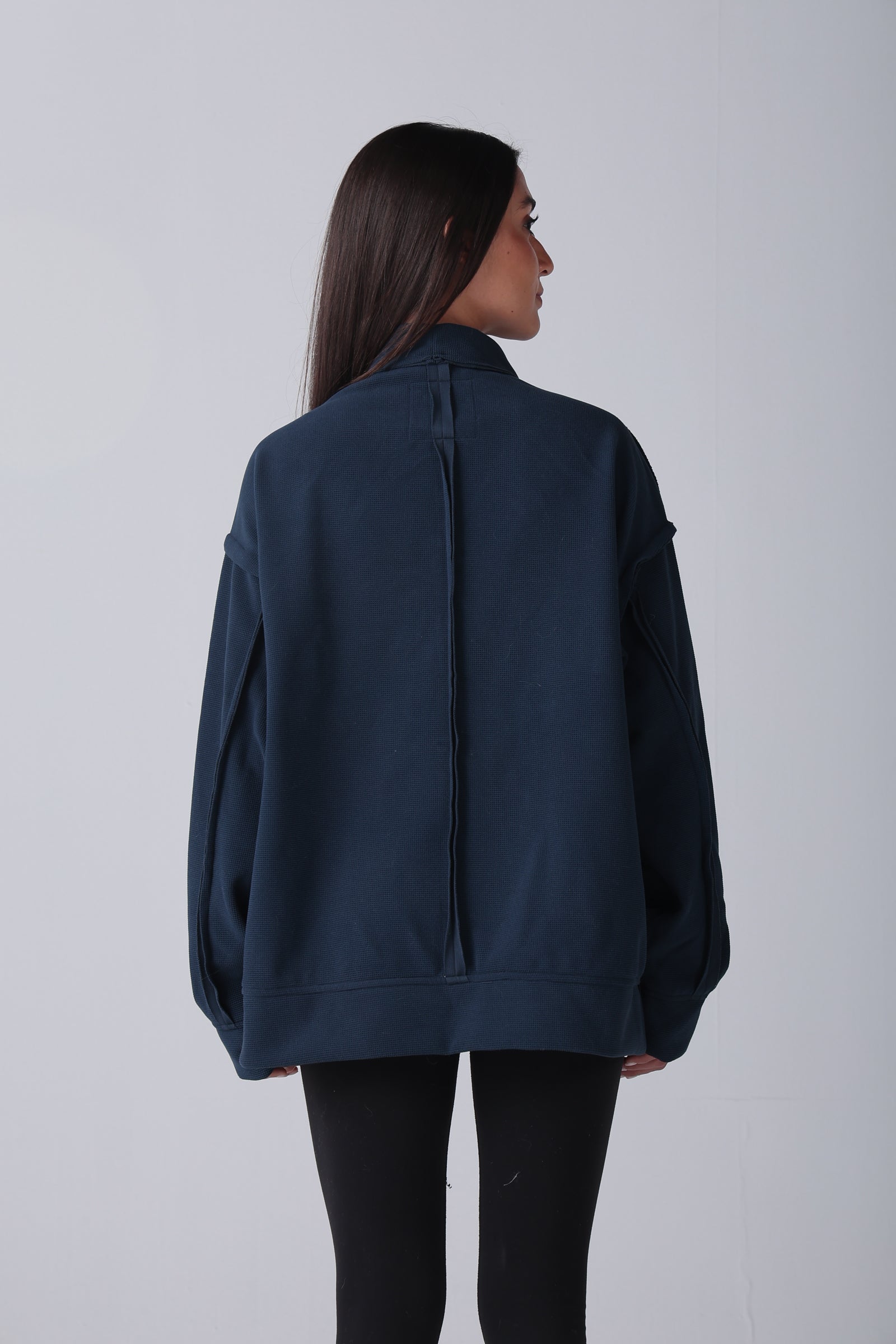 Unisex Navy Textured Cardigan