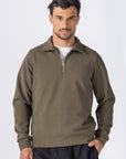 Olive Textured Quarter Zipper