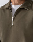 Olive Textured Quarter Zipper