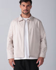 Beige Gabardine Zipper Jacket