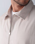 Beige Gabardine Zipper Jacket