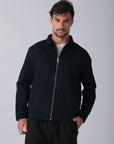 Navy Gabardine Zipper Jacket