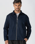 Navy Gabardine Zipper Jacket