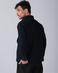 Navy Gabardine Zipper Jacket