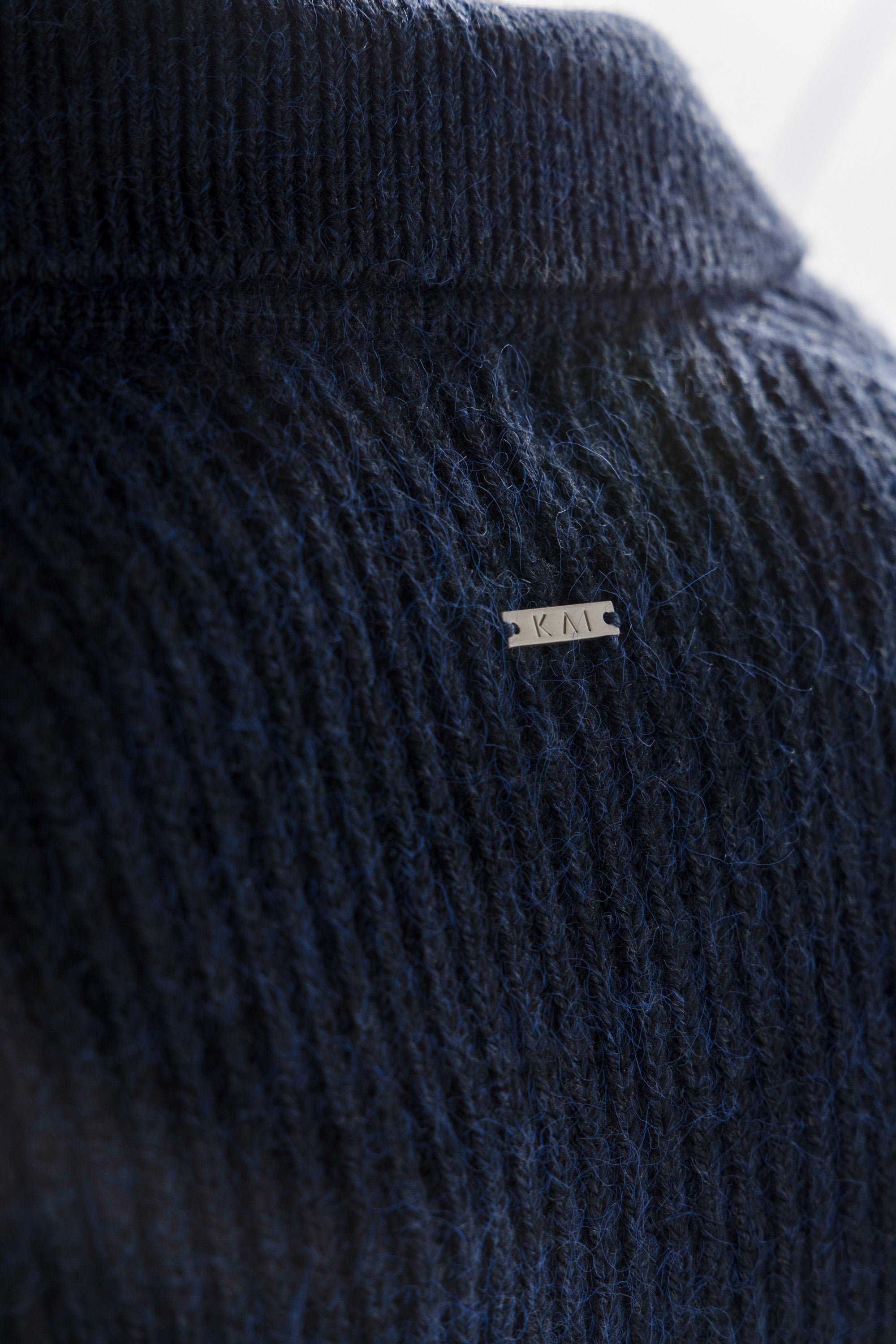 Navy Knitted  Wool Polo