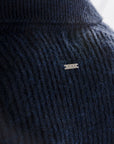 Navy Knitted  Wool Polo