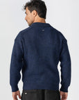 Navy Knitted  Wool Polo