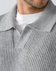 Grey Knitted Wool Polo