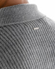 Grey Knitted Wool Polo