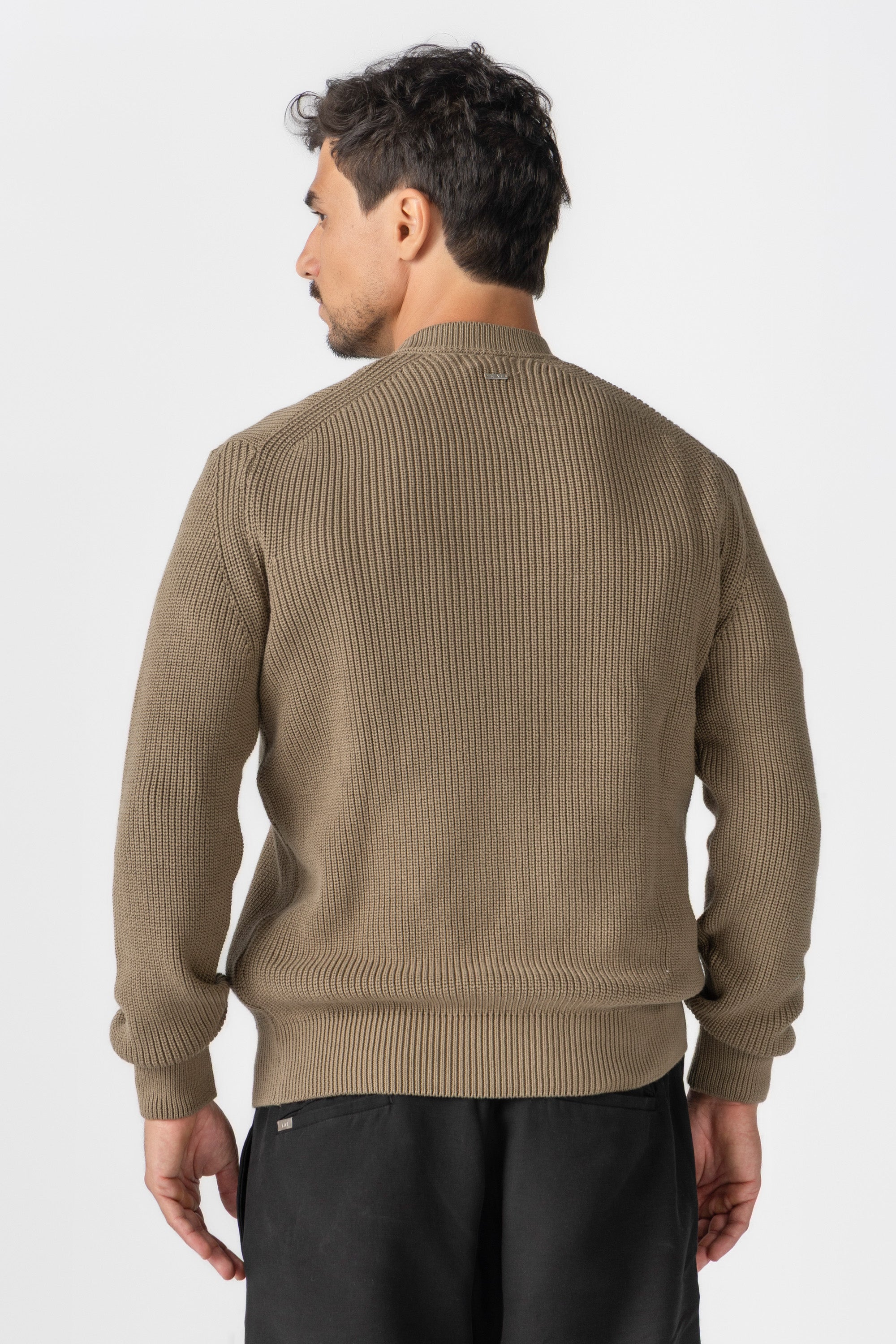 Khaki Knitted Crew Neck Sweater