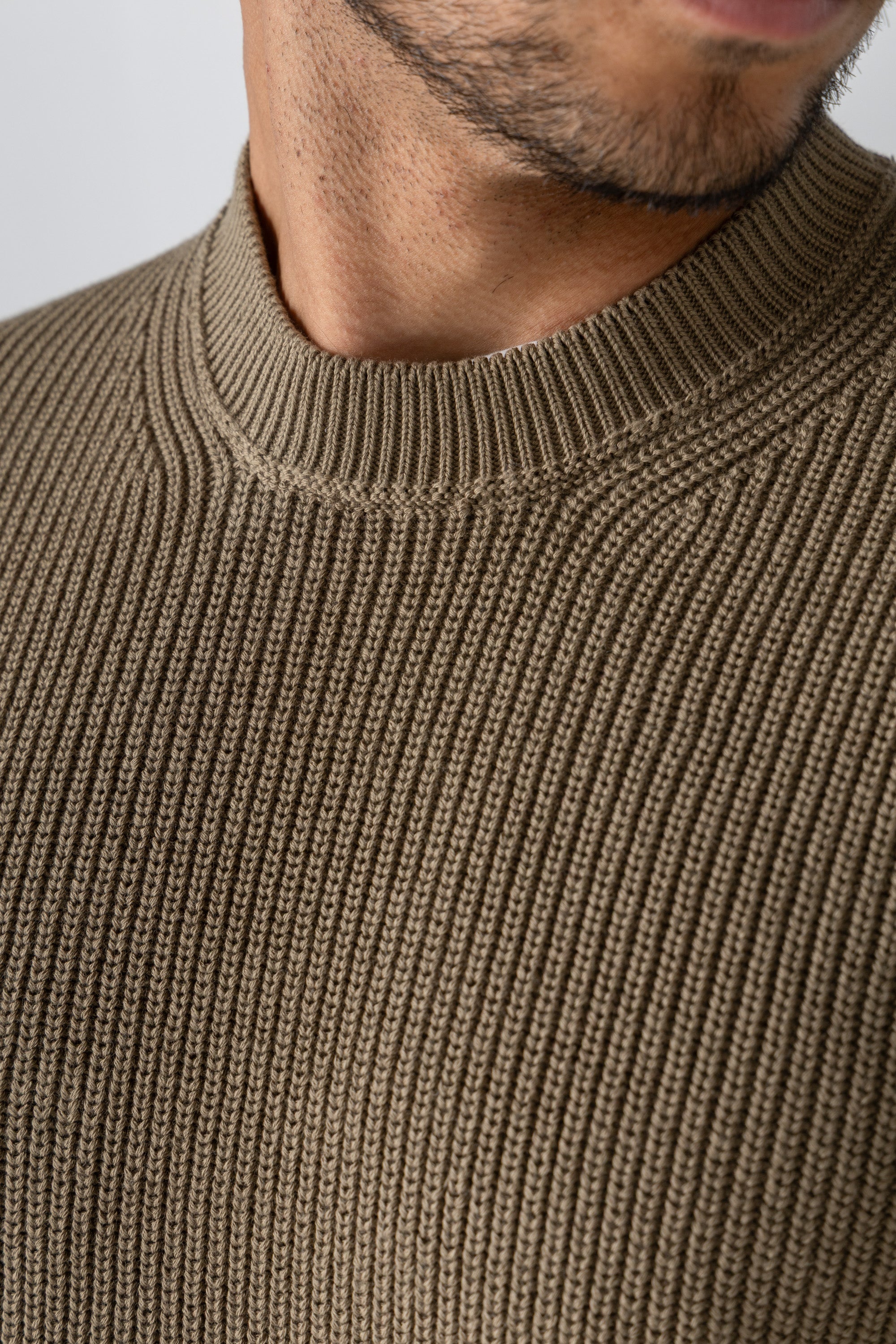 Khaki Knitted Crew Neck Sweater