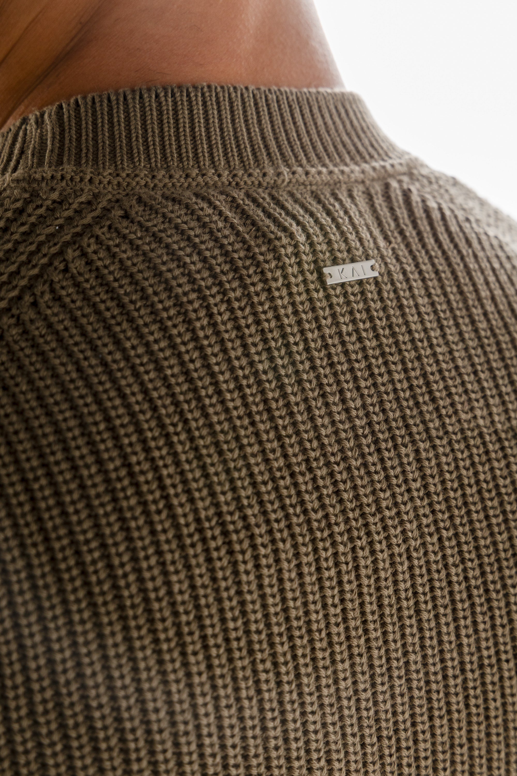 Khaki Knitted Crew Neck Sweater
