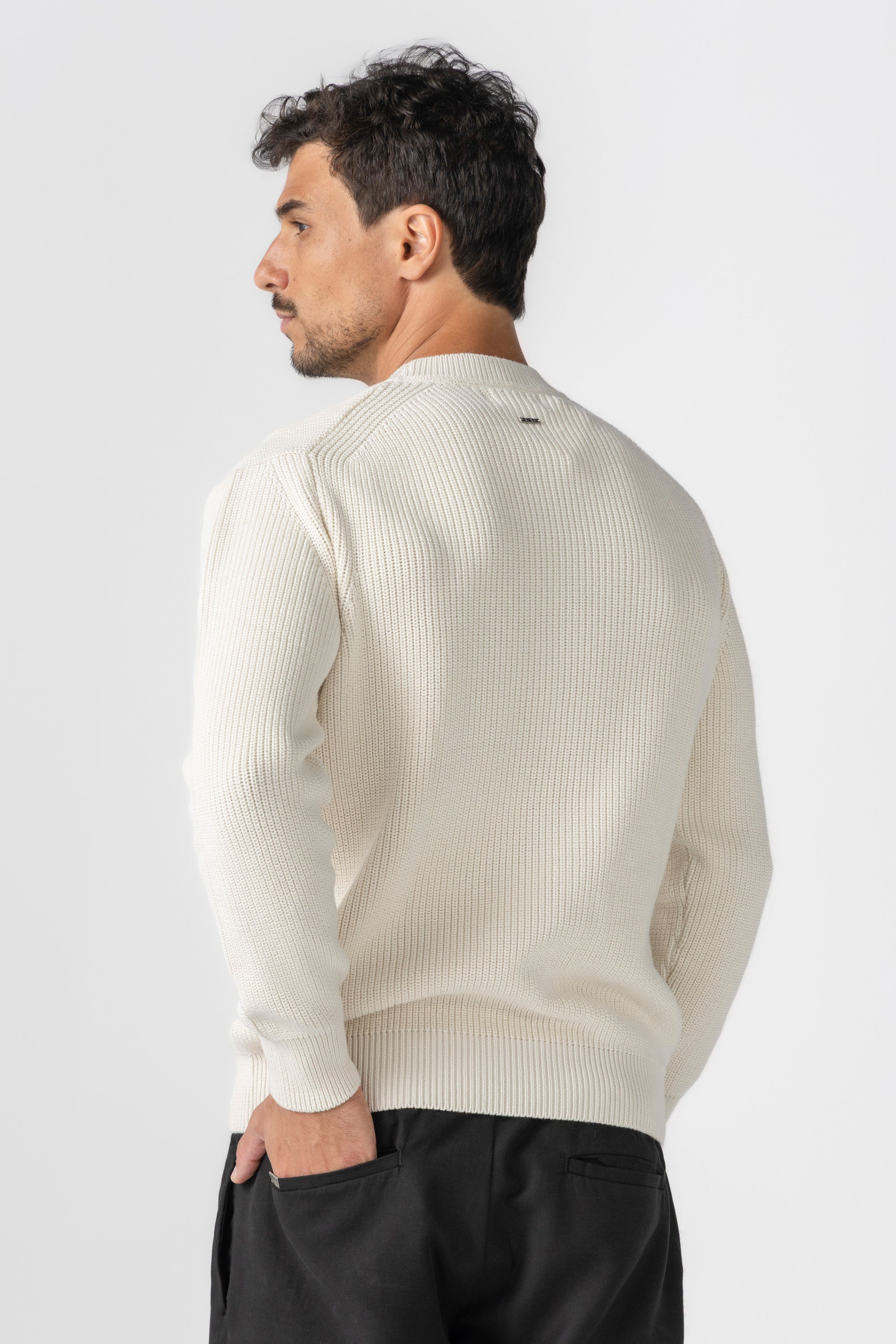Cream Knitted Crew Neck Sweater