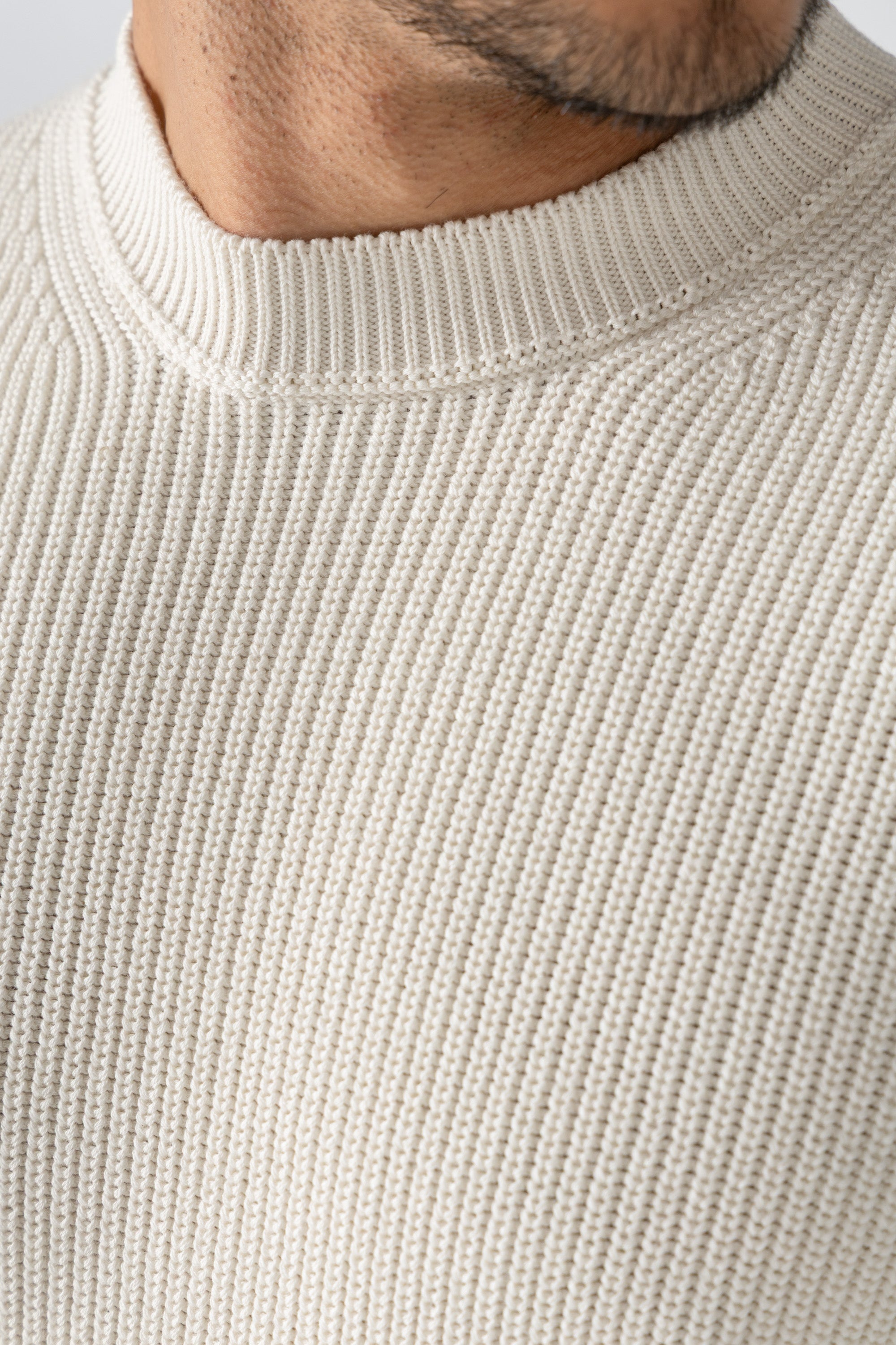 Cream Knitted Crew Neck Sweater