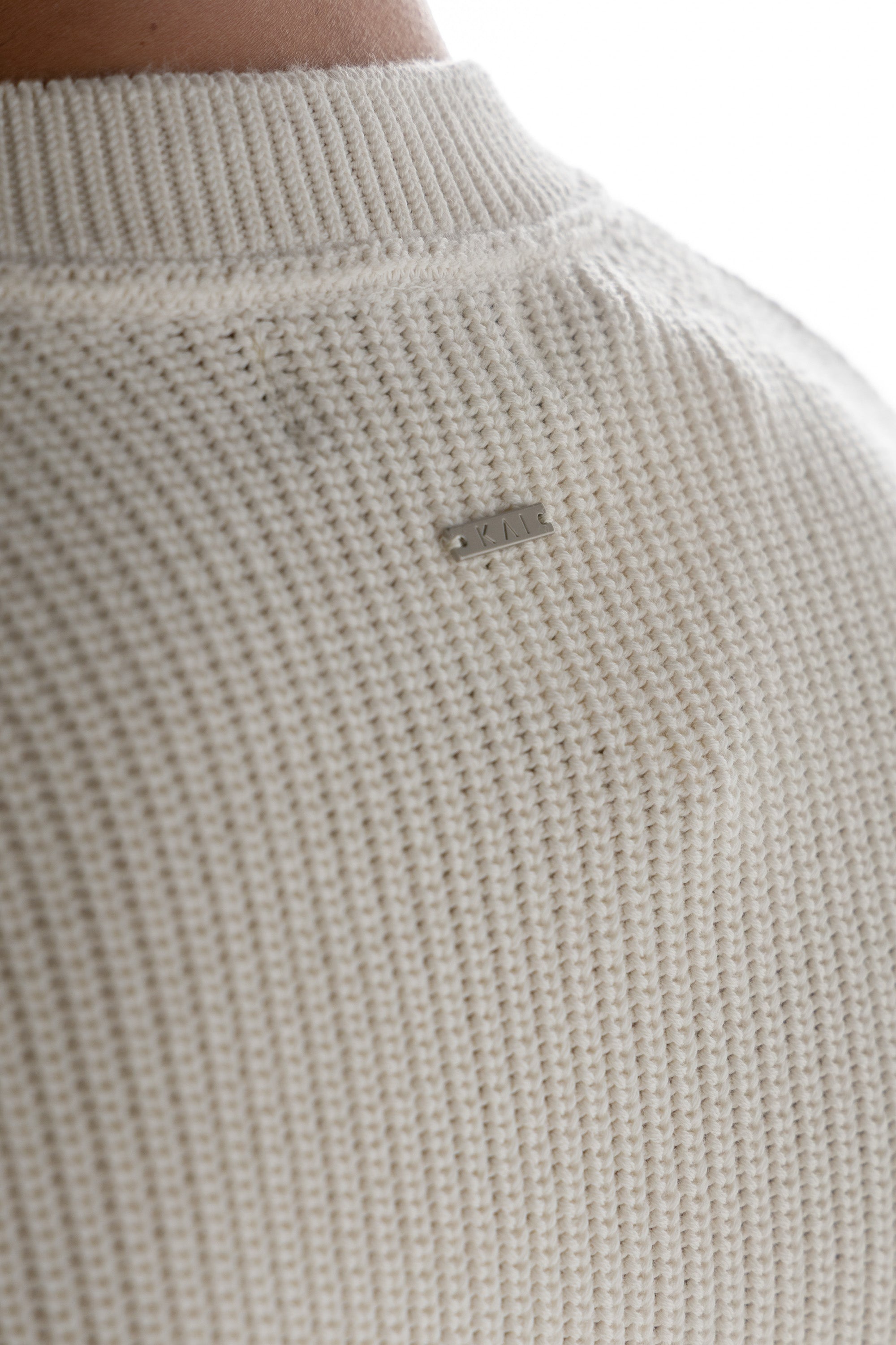 Cream Knitted Crew Neck Sweater