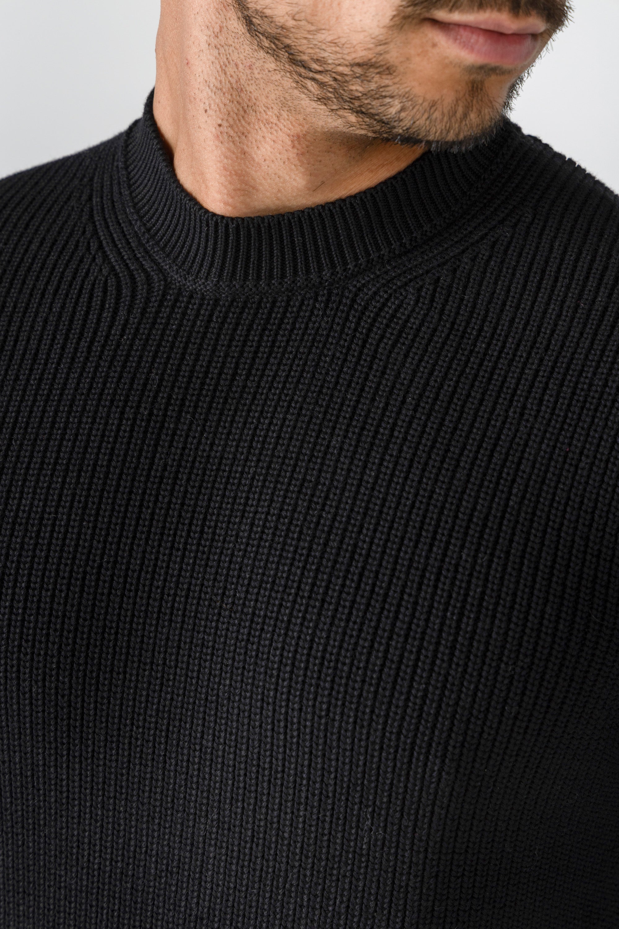 Black Knitted Crew Neck Sweater