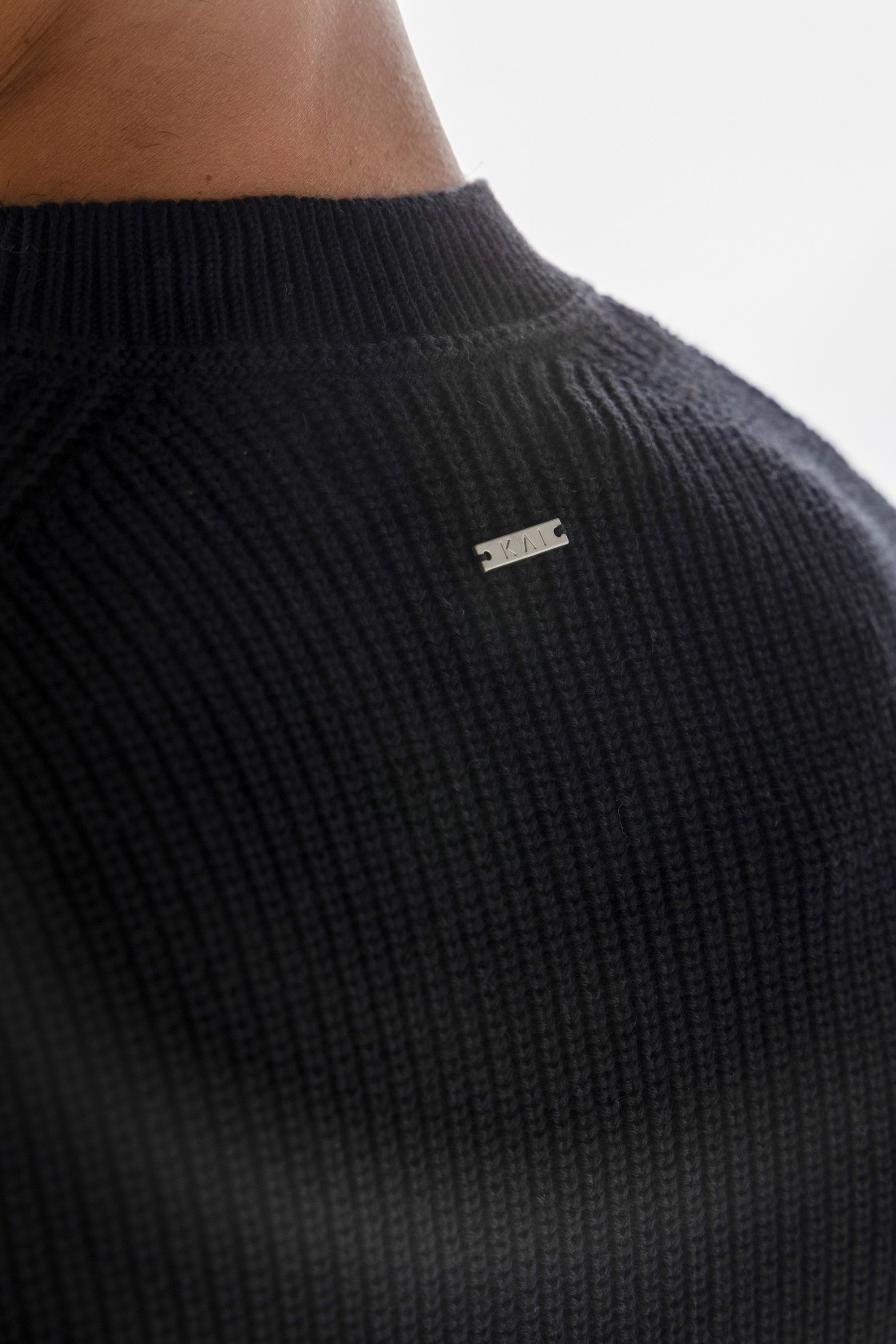 Black Knitted Crew Neck Sweater