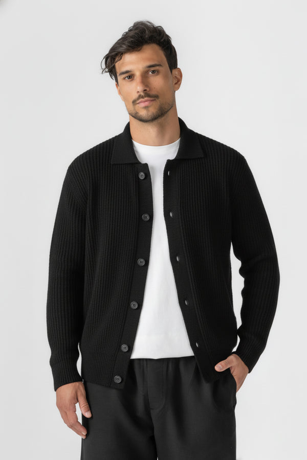 Black Knitted Wool Jacket