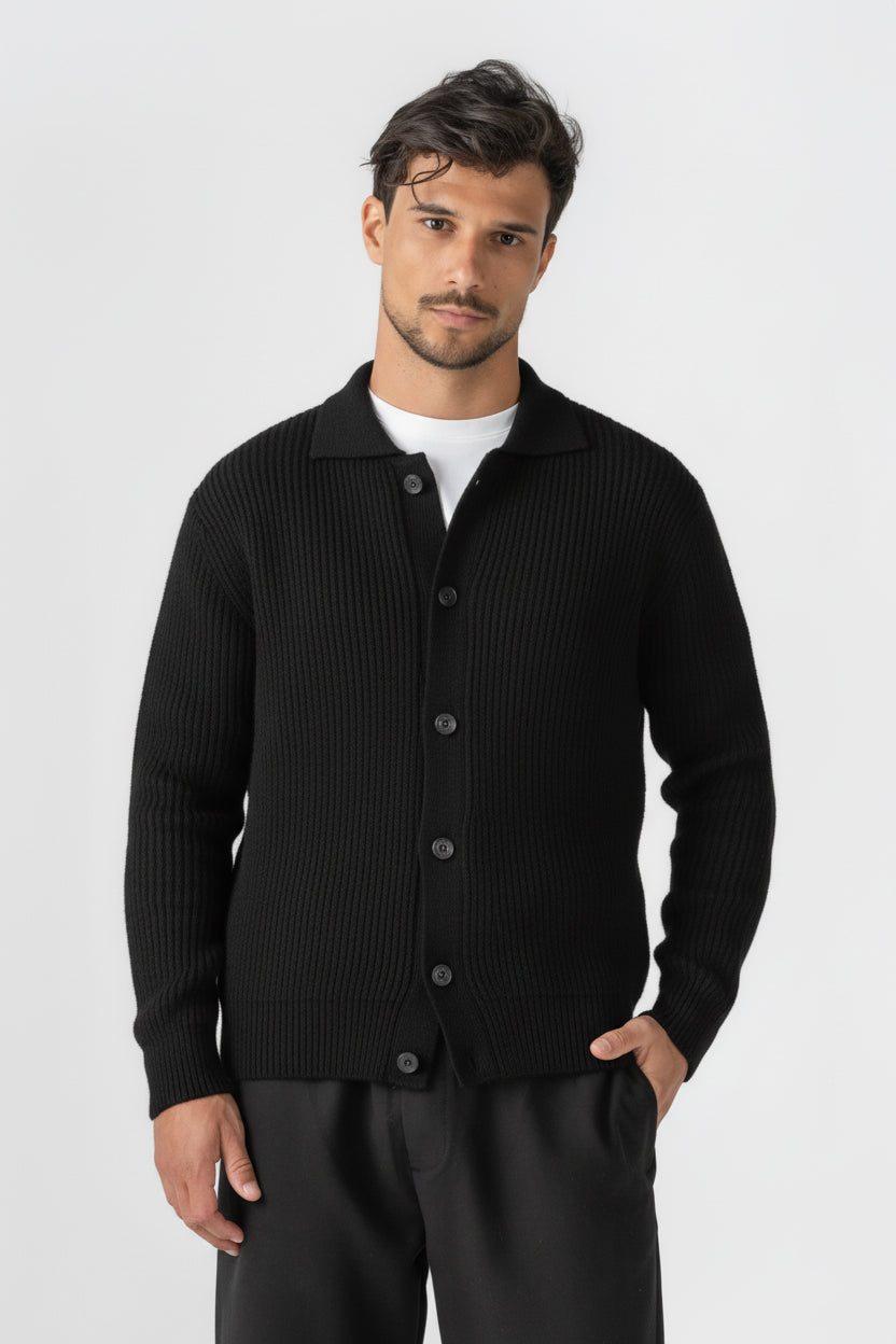 Black Knitted Wool Jacket