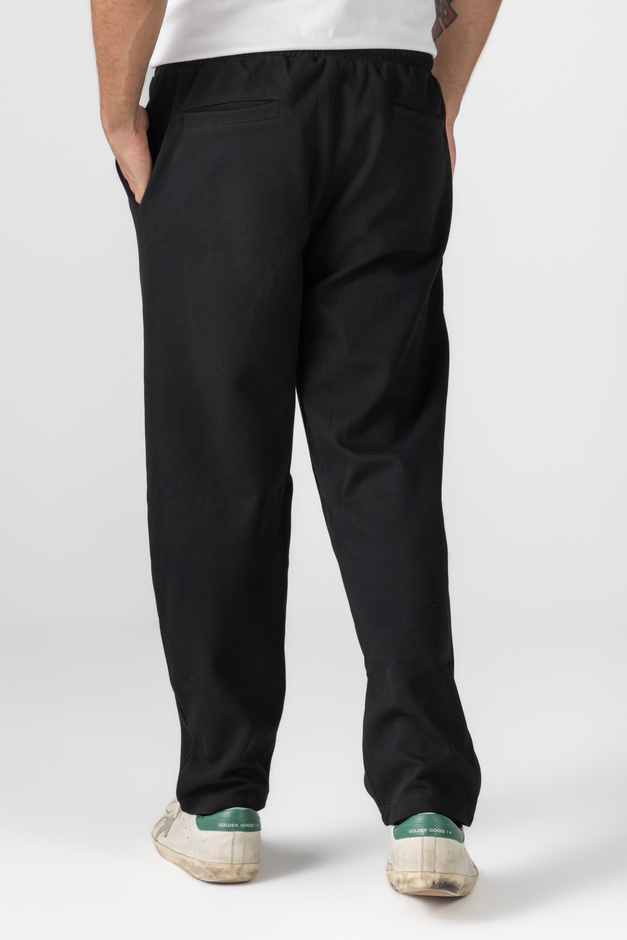 Black Diagonal Textured Pants