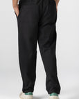 Black Diagonal Textured Pants