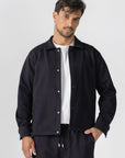 Navy Diagonal Textured Overshirt
