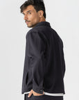 Navy Diagonal Textured Overshirt
