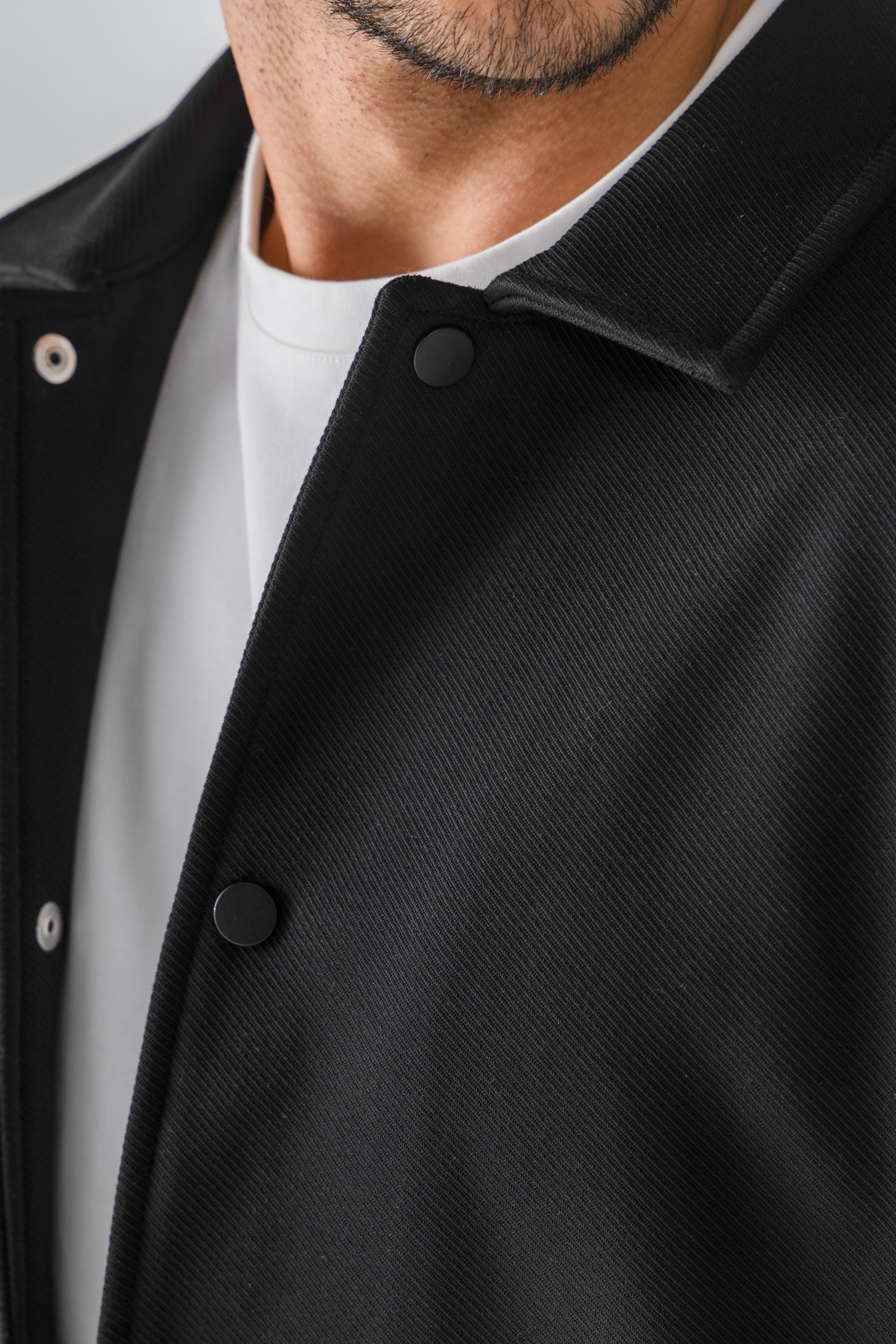 Black Diagonal Textured Overshirt