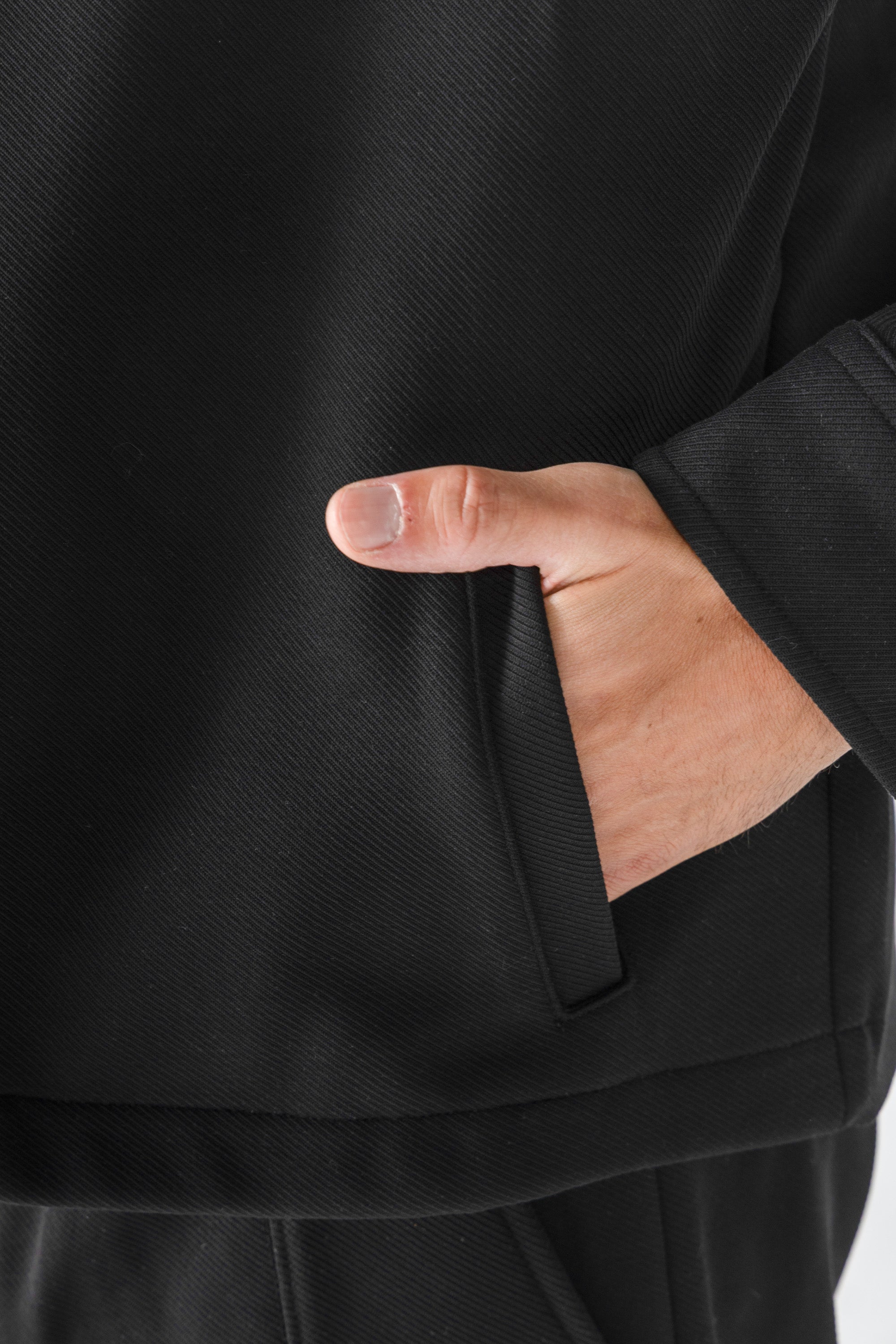 Black Diagonal Textured Overshirt