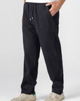Navy Diagonal Textured Pants
