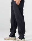 Navy Diagonal Textured Pants