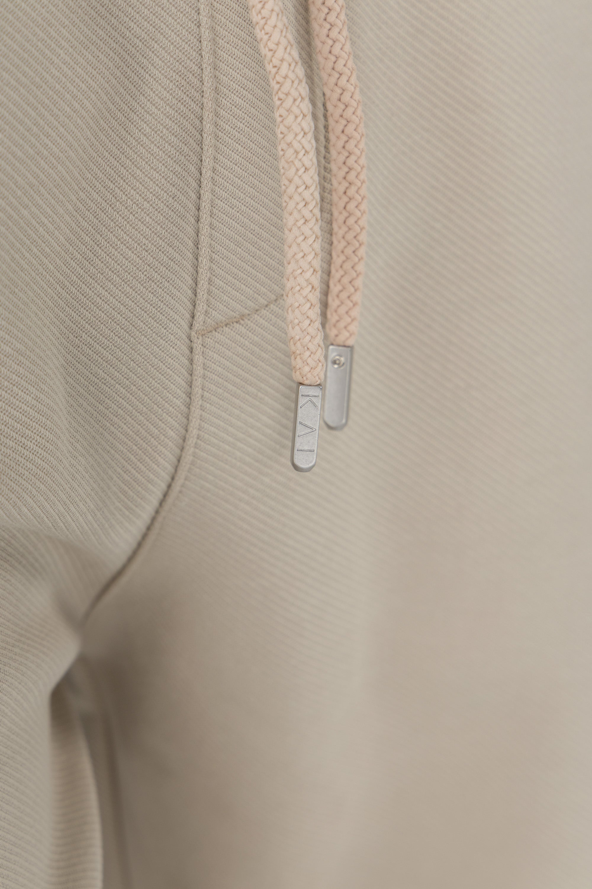 Beige Diagonal Textured Pants