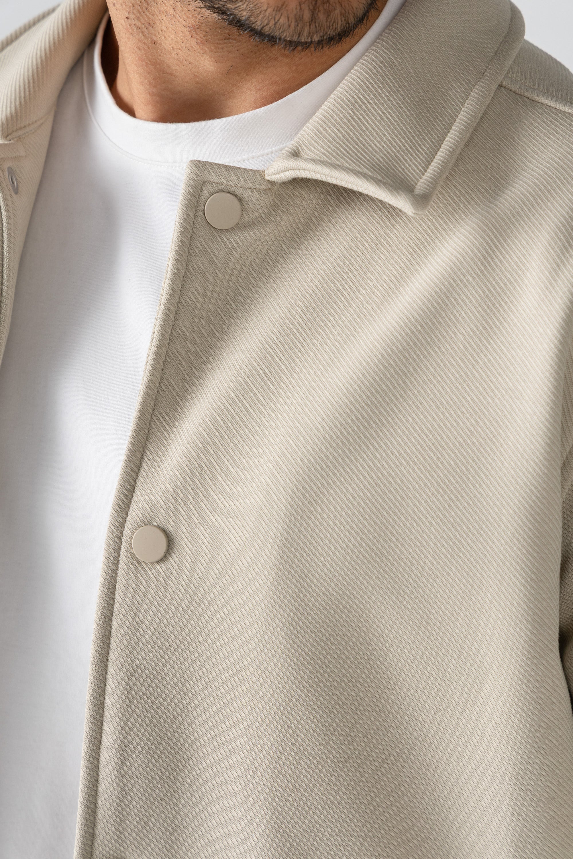 Beige Diagonal Textured Overshirt
