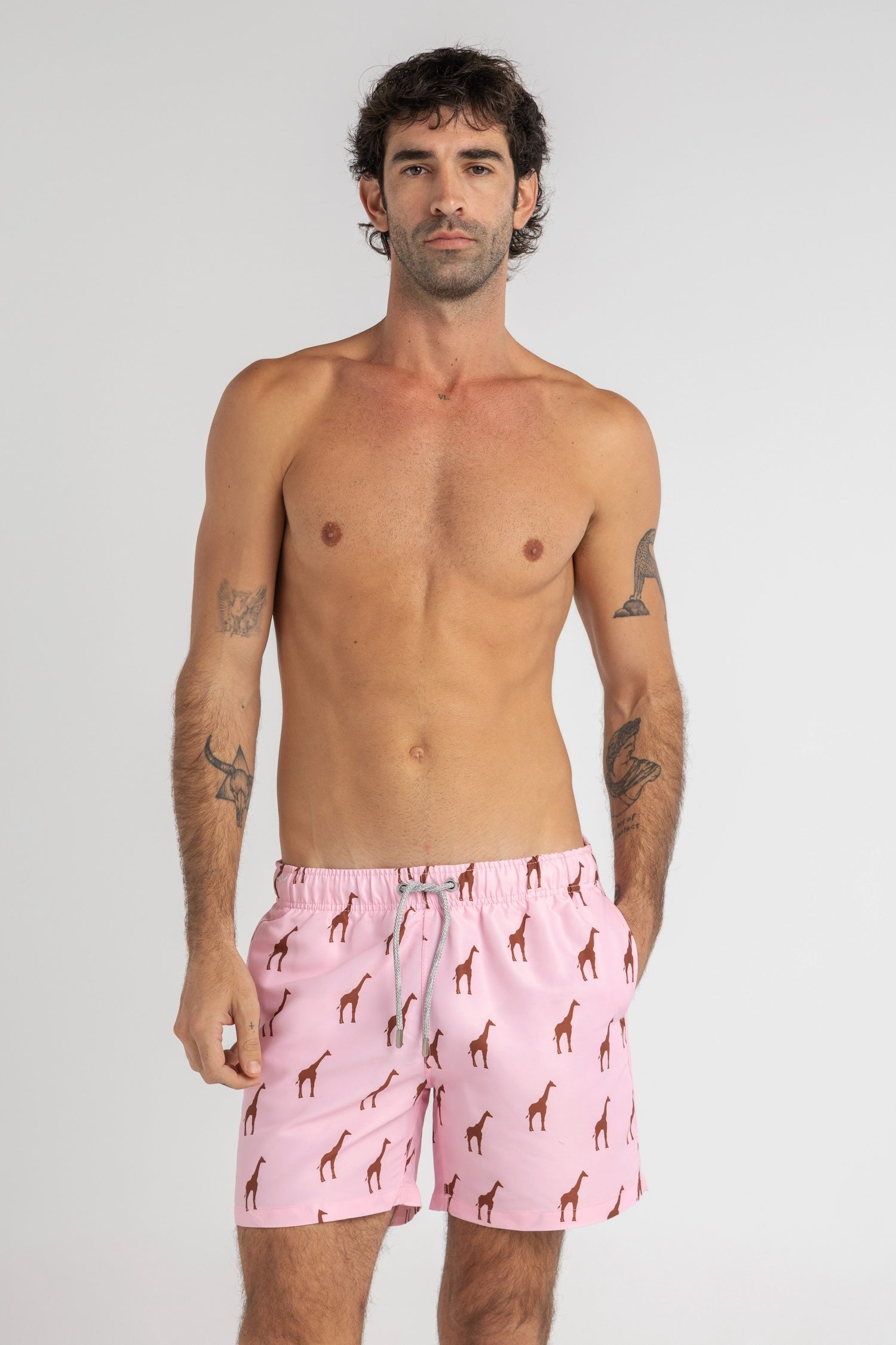 Pink Giraffes Swim Shorts