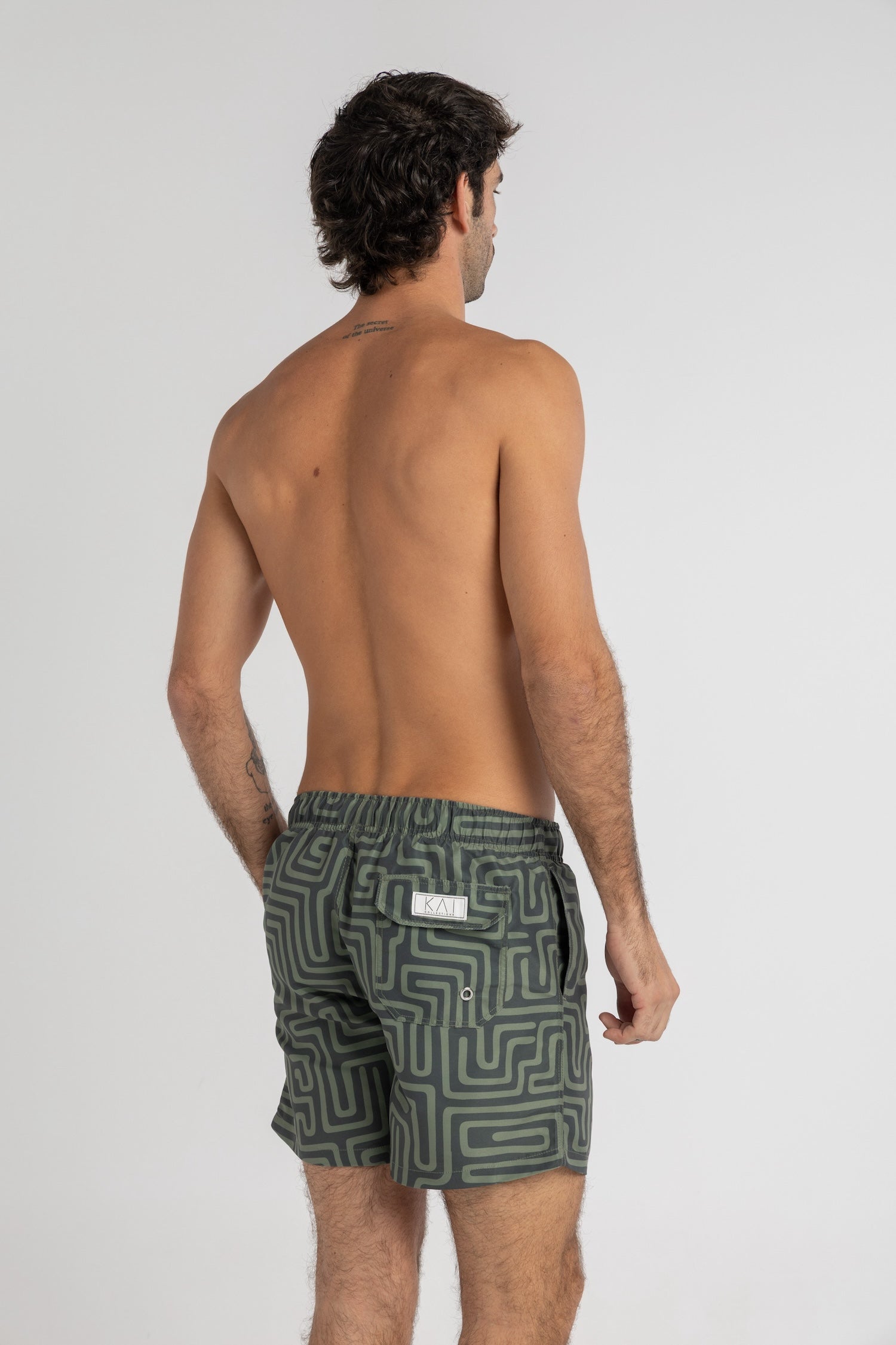Khaki Maze Swim Shorts