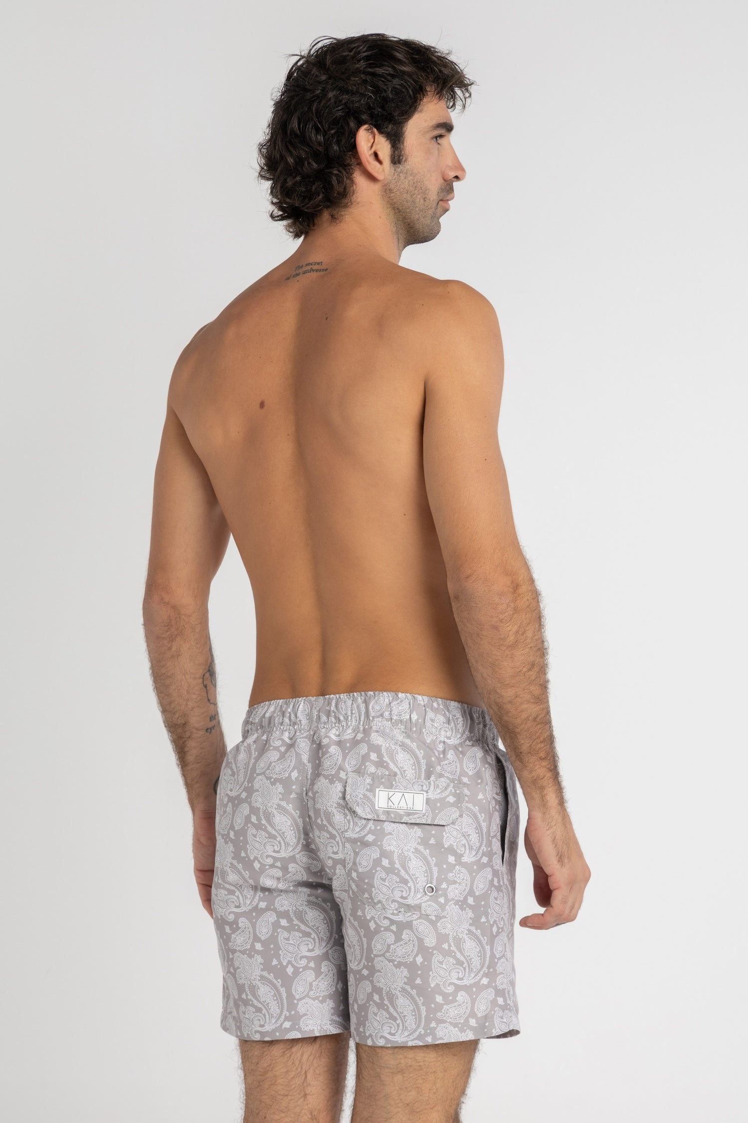 Taupe Paisley Swim Shorts