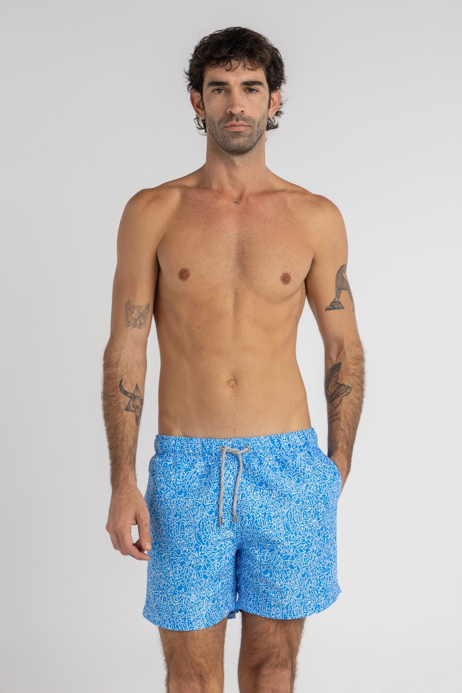 Blue Graffiti Swim Shorts