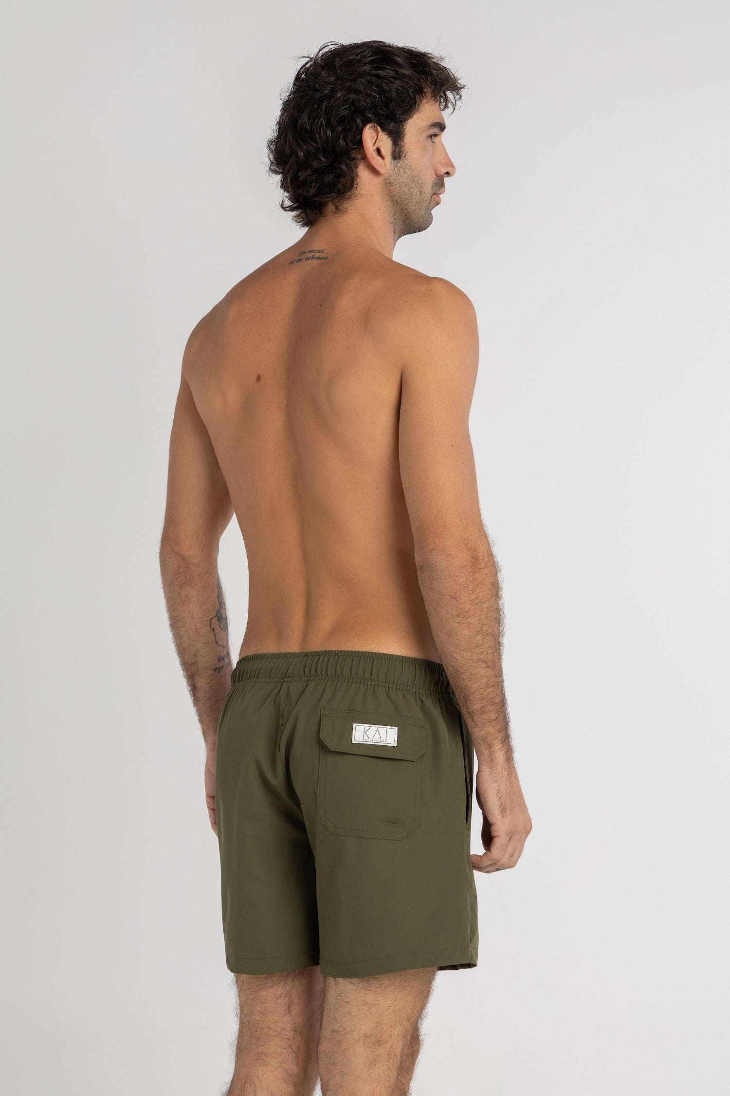 Solid Olive Swim Shorts (4 Way Stretch)