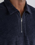 Navy Terry Towel Zip Polo