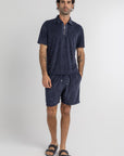 Navy Terry Towel Zip Polo