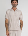 Taupe Terry Towel Zip Polo