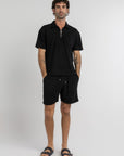 Black Terry Towel Zip Polo