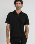 Black Terry Towel Zip Polo