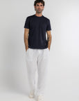 Navy Mercerised Cotton T-Shirt